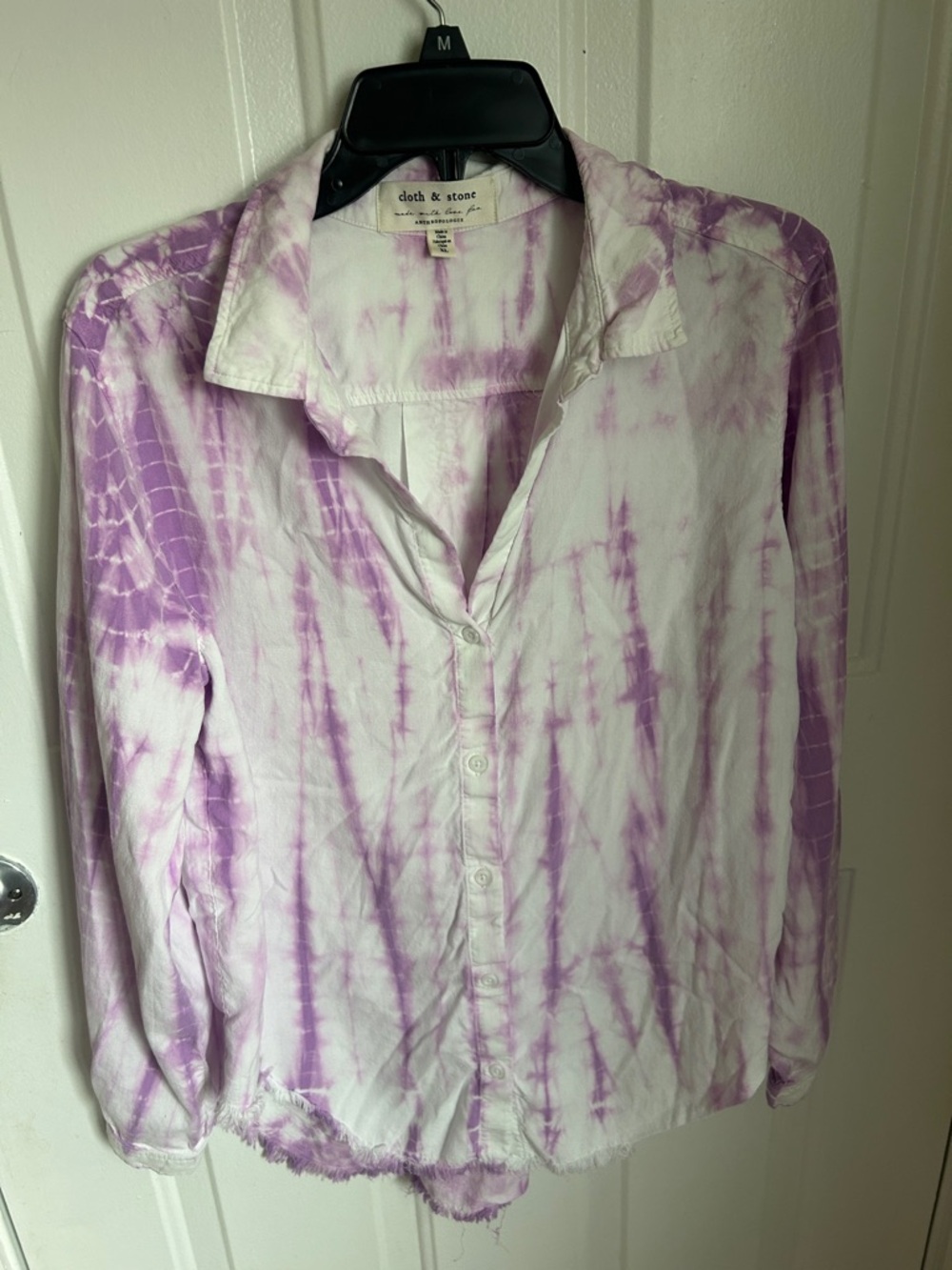 Anthropologie Lavender & White Tie-Dye Button-Down Shirt